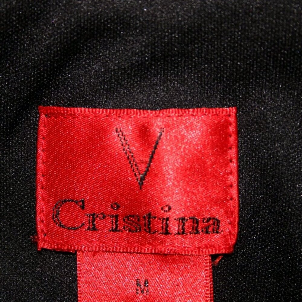 V Christina Sz M Black Lined Lace Bottom Cotton Viscose Spandex Fit Flare Dress - Picture 8 of 16